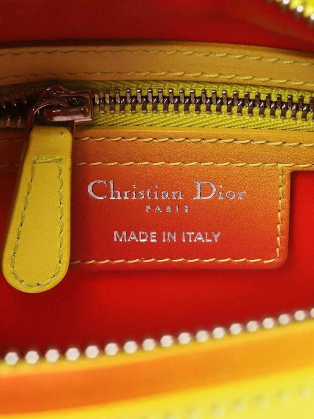 Christian Dior Yellow Orange Ombre Leather Medium Lady Dior Bag - Picture 9 of 12